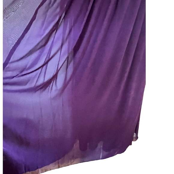 XSCAPE Purple Embellished Dress A-Line Chiffon Pleated Skirt Sleeveless Gown 6 - Picture 9 of 13